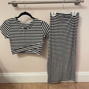 Striped 2 Piece Dress Set